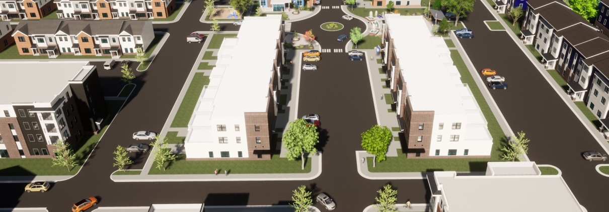 3D rendering of a town