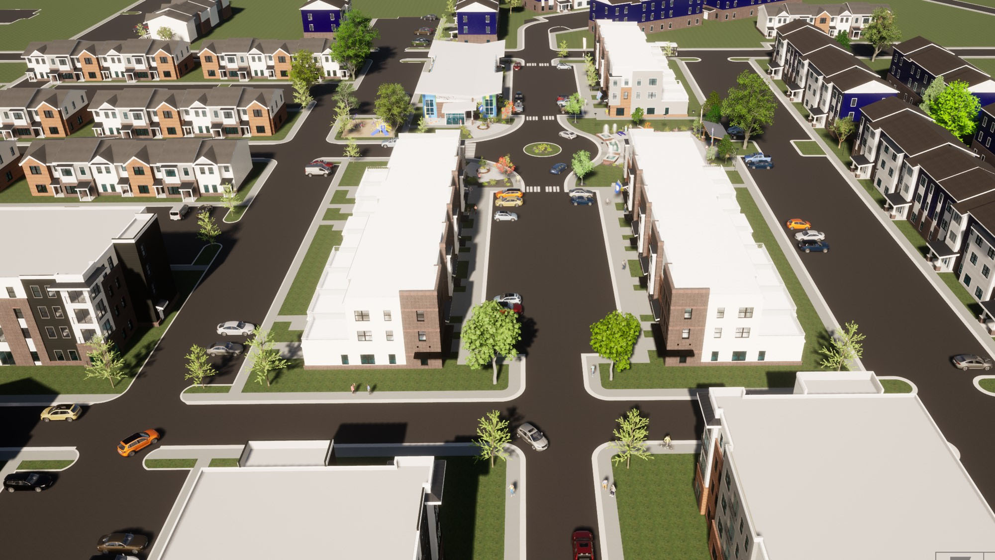 3D rendering of a town